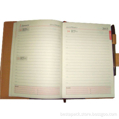 PU Leather Diary with Pen Holder Inside and Magnetic Flap Closure